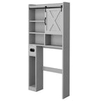 Meuble de rangement WC, étagères de salle de bain Organisateur d'espace, étagère de toilettes autoportante avec porte, dispositif anti-basculement, étagère réglable