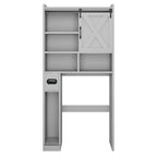 Meuble de rangement WC, étagères de salle de bain Organisateur d'espace, étagère de toilettes autoportante avec porte, dispositif anti-basculement, étagère réglable