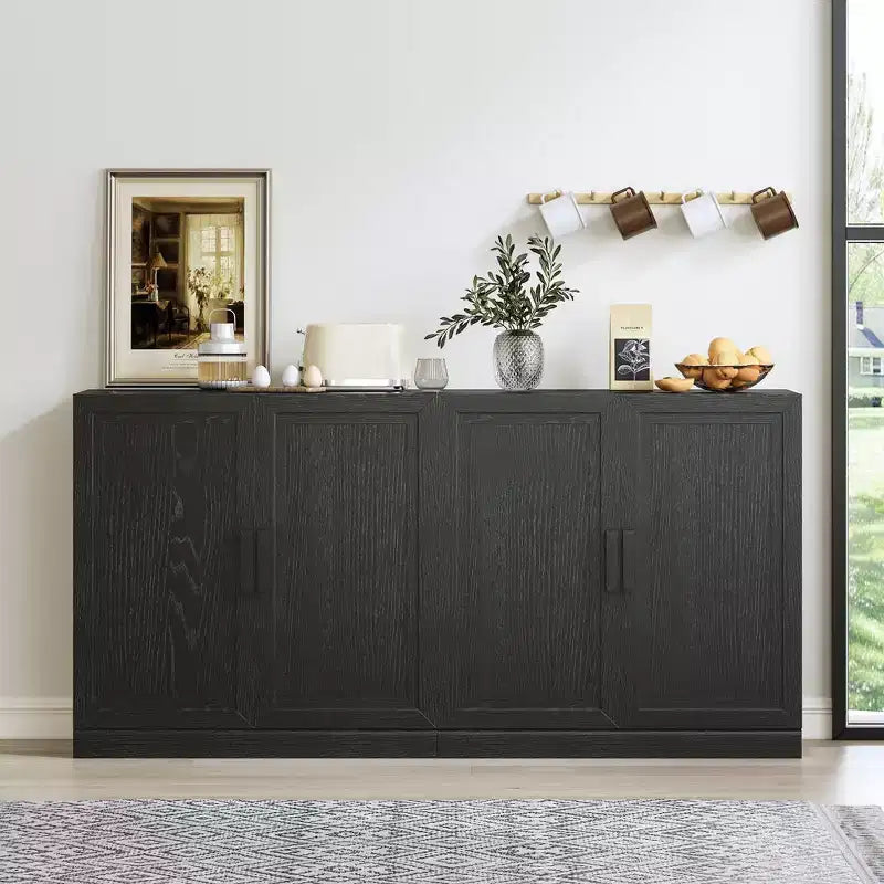PexFix Meuble de Rangement sur Pied en Bois pour Cuisine avec Étagères et Portes Grande Capacité
