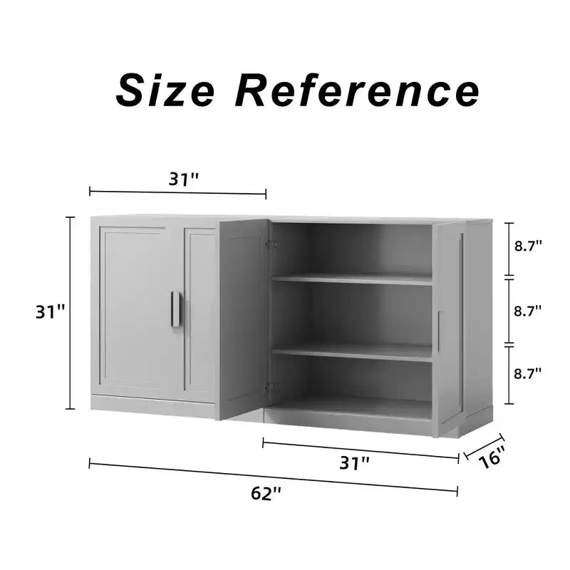 PexFix Meuble de Rangement sur Pied en Bois pour Cuisine avec Étagères et Portes Grande Capacité