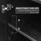 PexFix Meuble de Rangement sur Pied en Bois pour Cuisine avec Étagères et Portes Grande Capacité