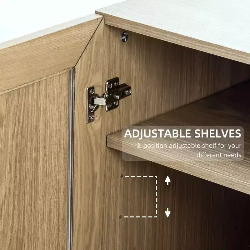PexFix Meuble de Rangement sur Pied en Bois pour Cuisine avec Étagères et Portes Grande Capacité