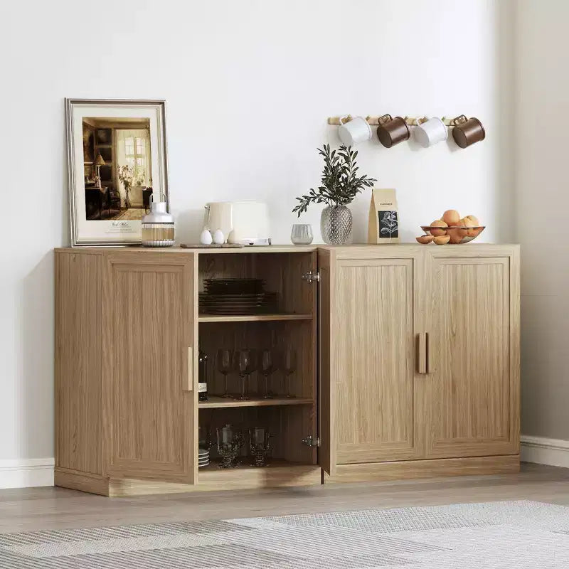 PexFix Meuble de Rangement sur Pied en Bois pour Cuisine avec Étagères et Portes Grande Capacité
