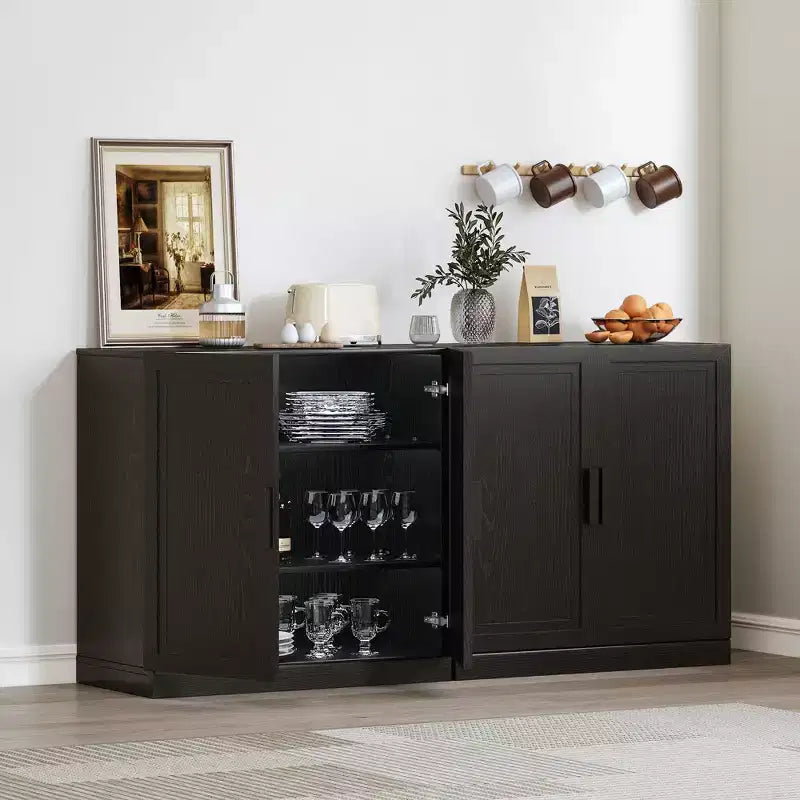 PexFix Freestanding Wood Pantry Cabinet Kitchen Storage Organizer With Shelves & Doors Large Capacity
