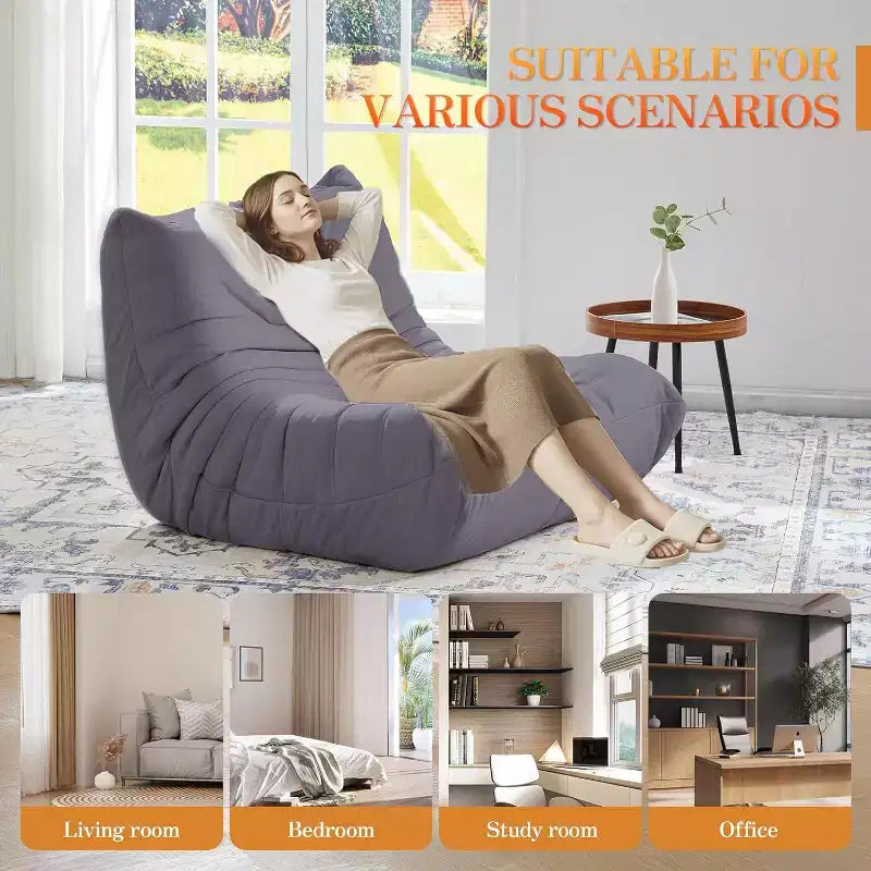 Canapé EROMMY Bean Bag Togo, Mousse à Mémoire de Forme 28D, Facile à Nettoyer et Portable, Similicuir Premium, Canapé de Sol Léger pour Salon, Chambre