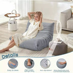Canapé EROMMY Bean Bag Togo, Mousse à Mémoire de Forme 28D, Facile à Nettoyer et Portable, Similicuir Premium, Canapé de Sol Léger pour Salon, Chambre