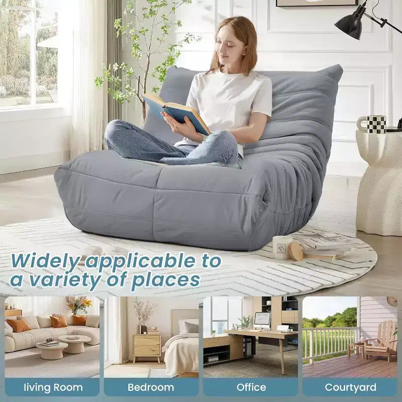 Canapé EROMMY Bean Bag Togo, Mousse à Mémoire de Forme 28D, Facile à Nettoyer et Portable, Similicuir Premium, Canapé de Sol Léger pour Salon, Chambre