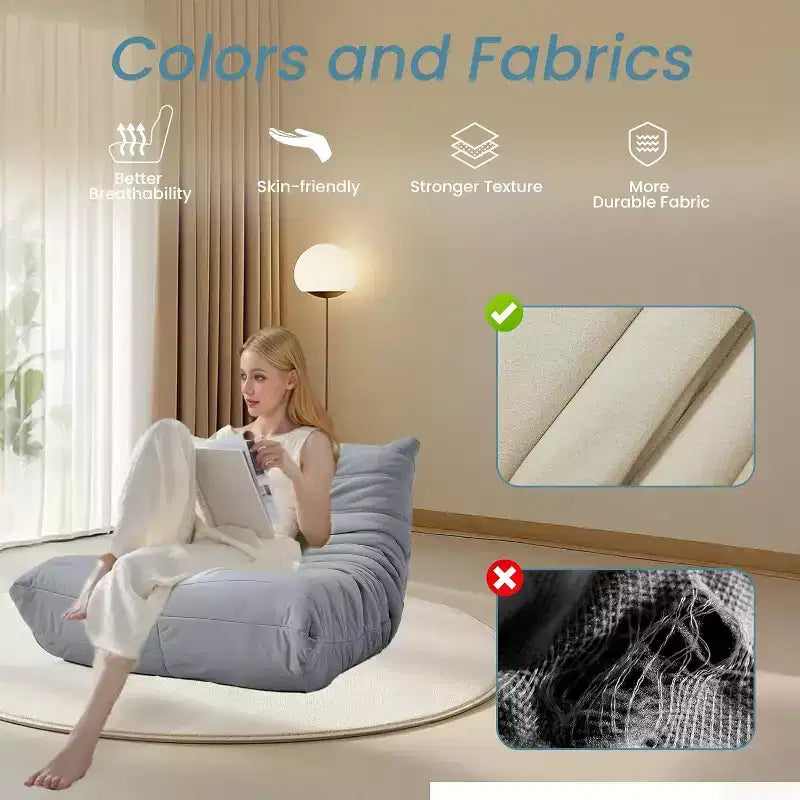 Canapé EROMMY Bean Bag Togo, Mousse à Mémoire de Forme 28D, Facile à Nettoyer et Portable, Similicuir Premium, Canapé de Sol Léger pour Salon, Chambre