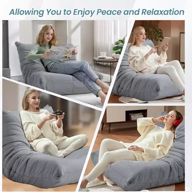Canapé EROMMY Bean Bag Togo, Mousse à Mémoire de Forme 28D, Facile à Nettoyer et Portable, Similicuir Premium, Canapé de Sol Léger pour Salon, Chambre