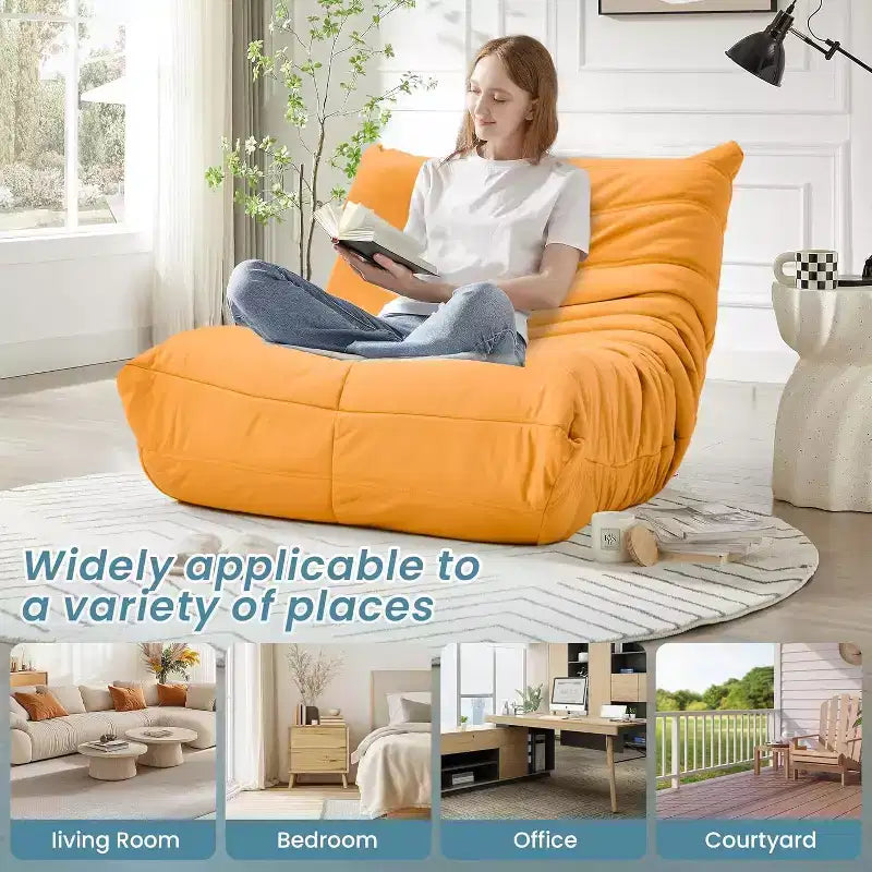 Canapé EROMMY Bean Bag Togo, Mousse à Mémoire de Forme 28D, Facile à Nettoyer et Portable, Similicuir Premium, Canapé de Sol Léger pour Salon, Chambre