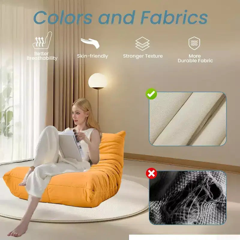 Canapé EROMMY Bean Bag Togo, Mousse à Mémoire de Forme 28D, Facile à Nettoyer et Portable, Similicuir Premium, Canapé de Sol Léger pour Salon, Chambre