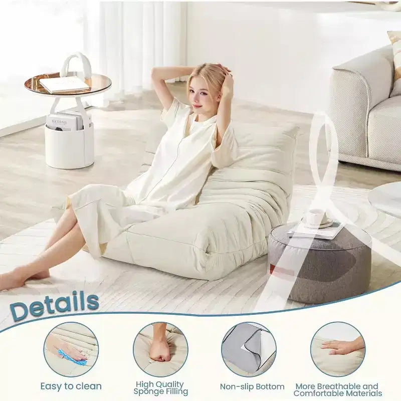 Canapé EROMMY Bean Bag Togo, Mousse à Mémoire de Forme 28D, Facile à Nettoyer et Portable, Similicuir Premium, Canapé de Sol Léger pour Salon, Chambre