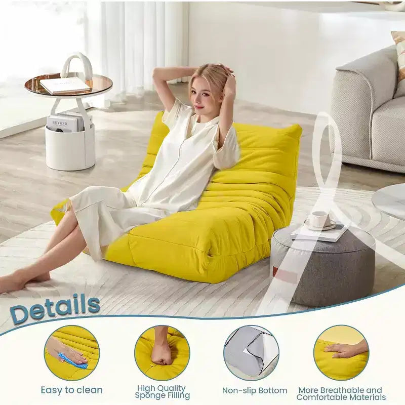 Canapé EROMMY Bean Bag Togo, Mousse à Mémoire de Forme 28D, Facile à Nettoyer et Portable, Similicuir Premium, Canapé de Sol Léger pour Salon, Chambre