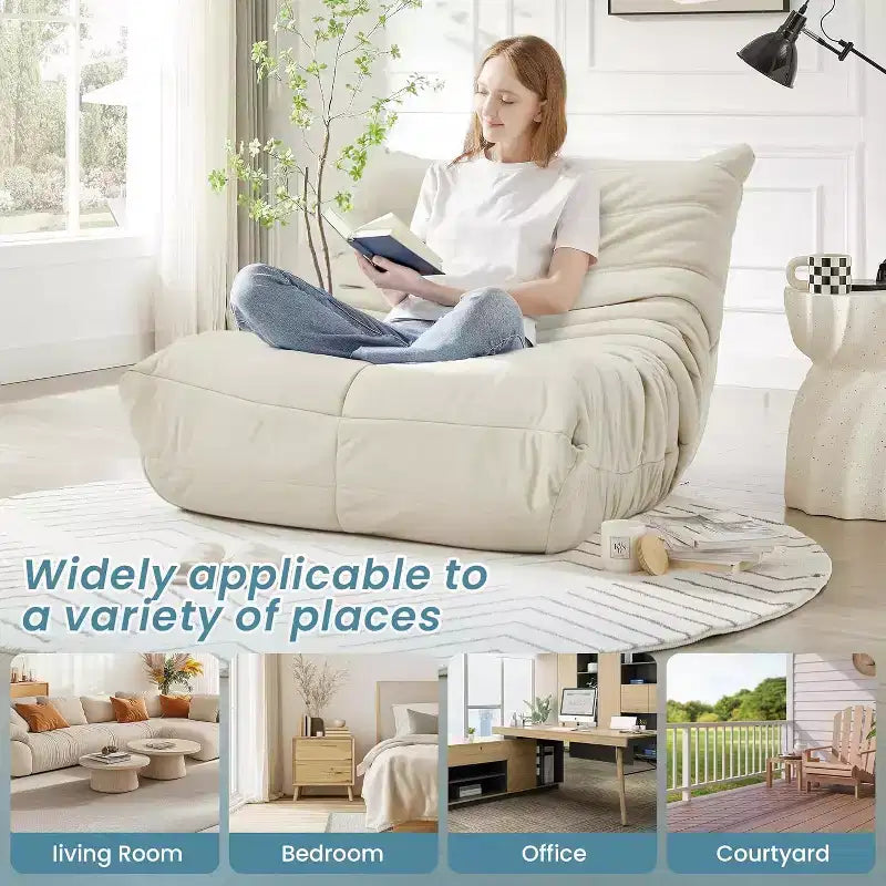 Canapé EROMMY Bean Bag Togo, Mousse à Mémoire de Forme 28D, Facile à Nettoyer et Portable, Similicuir Premium, Canapé de Sol Léger pour Salon, Chambre
