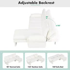 94.1 Canapé convertible futon avec dossier réglable, méridienne réversible et 2 coussins d'accoudoir amovibles pour salon, beige