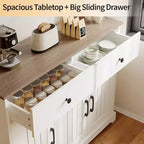 56 Buffet bahut avec rangement, Armoire de cuisine en bois avec étagère réglable Blanc