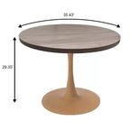 LeisureMod Bristol Table de salle à manger ronde 36" avec plateau en MDF et piètement central en bois naturel, table d'appoint moderne pour cuisine et salle à manger, idéale pour les petits espaces