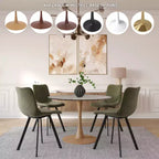 LeisureMod Bristol Table de salle à manger ronde 36" avec plateau en MDF et piètement central en bois naturel, table d'appoint moderne pour cuisine et salle à manger, idéale pour les petits espaces