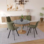 LeisureMod Bristol Table de salle à manger ronde 36" avec plateau en MDF et piètement central en bois naturel, table d'appoint moderne pour cuisine et salle à manger, idéale pour les petits espaces
