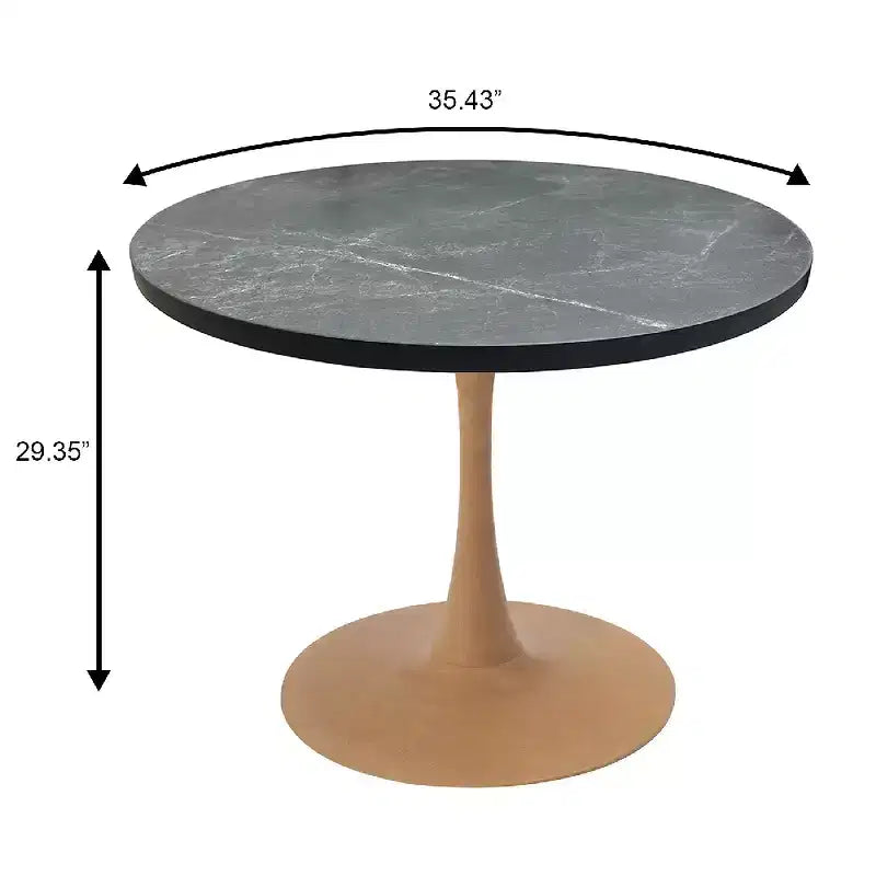 LeisureMod Bristol Table de salle à manger ronde 36" avec plateau en MDF et piètement central en bois naturel, table d'appoint moderne pour cuisine et salle à manger, idéale pour les petits espaces