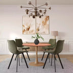 LeisureMod Bristol Table de salle à manger ronde 36" avec plateau en MDF et piètement central en bois naturel, table d'appoint moderne pour cuisine et salle à manger, idéale pour les petits espaces