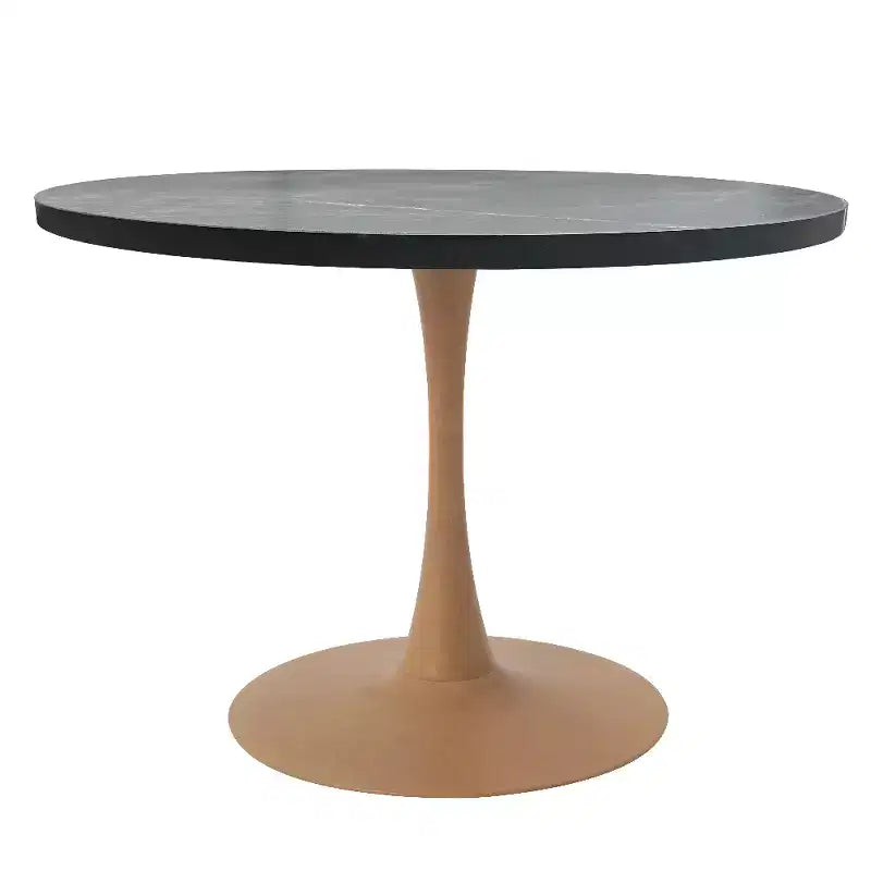 LeisureMod Bristol Table de salle à manger ronde 36" avec plateau en MDF et piètement central en bois naturel, table d'appoint moderne pour cuisine et salle à manger, idéale pour les petits espaces