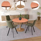 LeisureMod Bristol Table de salle à manger ronde 36" avec plateau en MDF et piètement central en bois naturel, table d'appoint moderne pour cuisine et salle à manger, idéale pour les petits espaces