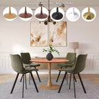 LeisureMod Bristol Table de salle à manger ronde 36" avec plateau en MDF et piètement central en bois naturel, table d'appoint moderne pour cuisine et salle à manger, idéale pour les petits espaces