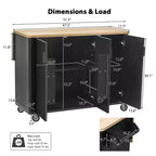 Whisen 51 - Îlot de cuisine pliant cannelé et chariot roulant de style campagnard avec étagère de rangement interne, porte-serviettes
