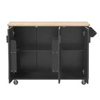 Whisen 51 - Îlot de cuisine pliant cannelé et chariot roulant de style campagnard avec étagère de rangement interne, porte-serviettes