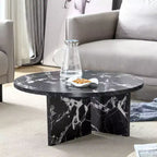 Table basse ronde noire en MDF polyvalente pour différents styles d'intérieur, alliant minimalisme moderne et charme nordique