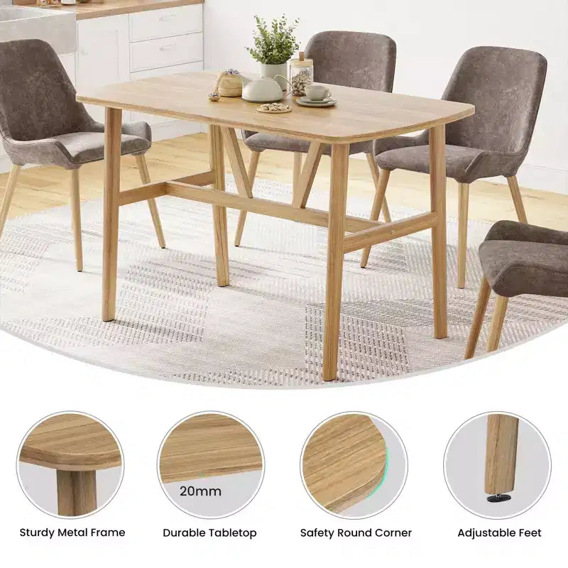 Table de salle à manger Farini 47 pour 4-6 personnes, table de cuisine rectangulaire en bois