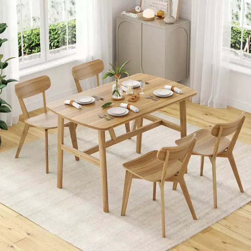 Table de salle à manger Farini 47 pour 4-6 personnes, table de cuisine rectangulaire en bois