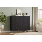 Commode, Commode moderne à 5 tiroirs pour chambre avec poignée dorée et grand tiroir, Commode double en bois et organisateur de rangement