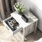 Table de chevet avec tiroir et étagère C Table de chevet rustique en bois pour chambre et salon (56x45x60cm, gris) C Table d'appoint compacte avec rangement