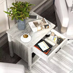 Table de chevet avec tiroir et étagère C Table de chevet rustique en bois pour chambre et salon (56x45x60cm, gris) C Table d'appoint compacte avec rangement