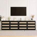 Commode 8 tiroirs en rotin pour chambre à coucher, double commode en bois pour placard, table de chevet, meuble TV, salon, entrée ou couloir