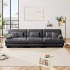 Canapé d'angle 3 places modulable, canapé à assise profonde, canapé en chenille, canapé confortable et moelleux, meubles rembourrés, chenille, café clair