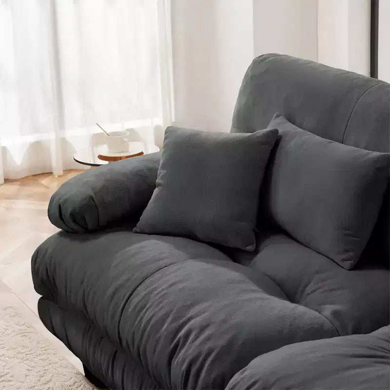 Canapé d'angle 3 places modulable, canapé à assise profonde, canapé en chenille, canapé confortable et moelleux, meubles rembourrés, chenille, café clair