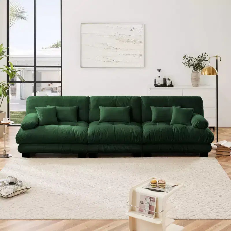 Canapé d'angle 3 places modulable, canapé à assise profonde, canapé en chenille, canapé confortable et moelleux, meubles rembourrés, chenille, café clair