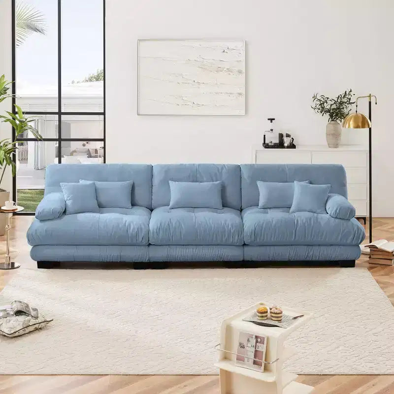 Canapé d'angle 3 places modulable, canapé à assise profonde, canapé en chenille, canapé confortable et moelleux, meubles rembourrés, chenille, café clair