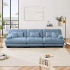 Canapé d'angle 3 places modulable, canapé à assise profonde, canapé en chenille, canapé confortable et moelleux, meubles rembourrés, chenille, café clair