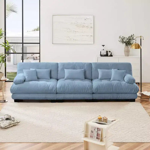 Canapé d'angle 3 places modulable, canapé à assise profonde, canapé en chenille, canapé confortable et moelleux, meubles rembourrés, chenille, café clair