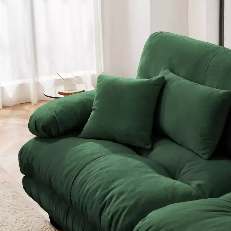 Canapé d'angle 3 places modulable, canapé à assise profonde, canapé en chenille, canapé confortable et moelleux, meubles rembourrés, chenille, café clair
