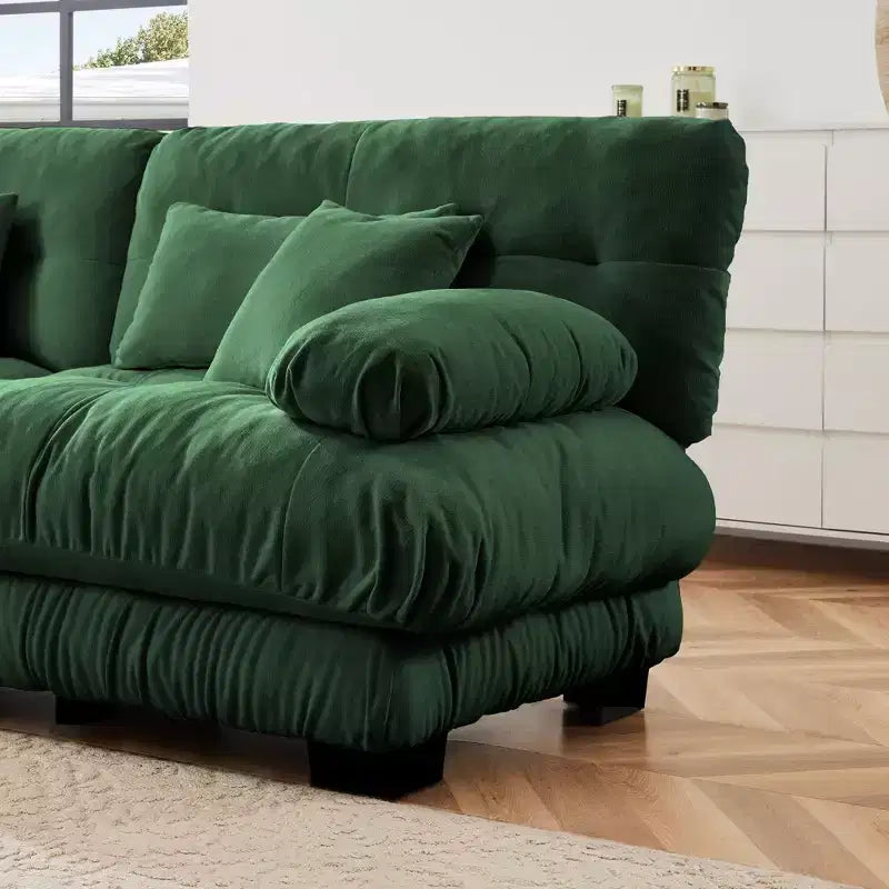 Canapé d'angle 3 places modulable, canapé à assise profonde, canapé en chenille, canapé confortable et moelleux, meubles rembourrés, chenille, café clair