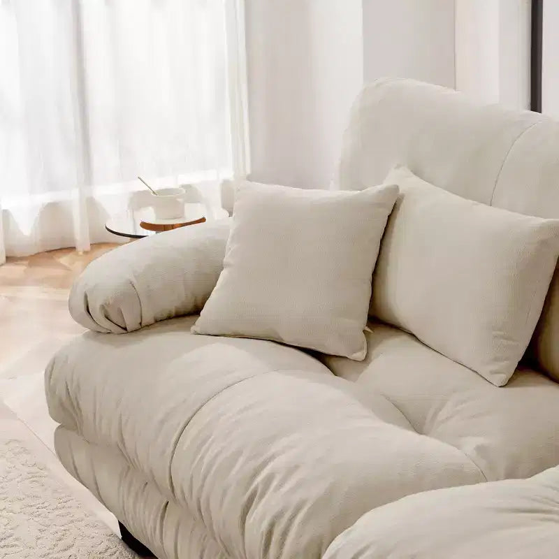 Canapé d'angle 3 places modulable, canapé à assise profonde, canapé en chenille, canapé confortable et moelleux, meubles rembourrés, chenille, café clair