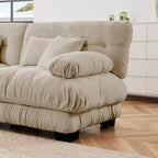Canapé d'angle 3 places modulable, canapé à assise profonde, canapé en chenille, canapé confortable et moelleux, meubles rembourrés, chenille, café clair