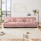 Canapé d'angle 3 places modulable, canapé à assise profonde, canapé en chenille, canapé confortable et moelleux, meubles rembourrés, chenille, café clair