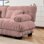 Canapé d'angle 3 places modulable, canapé à assise profonde, canapé en chenille, canapé confortable et moelleux, meubles rembourrés, chenille, café clair