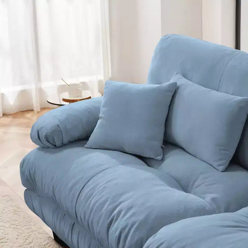Canapé d'angle 3 places modulable, canapé à assise profonde, canapé en chenille, canapé confortable et moelleux, meubles rembourrés, chenille, café clair